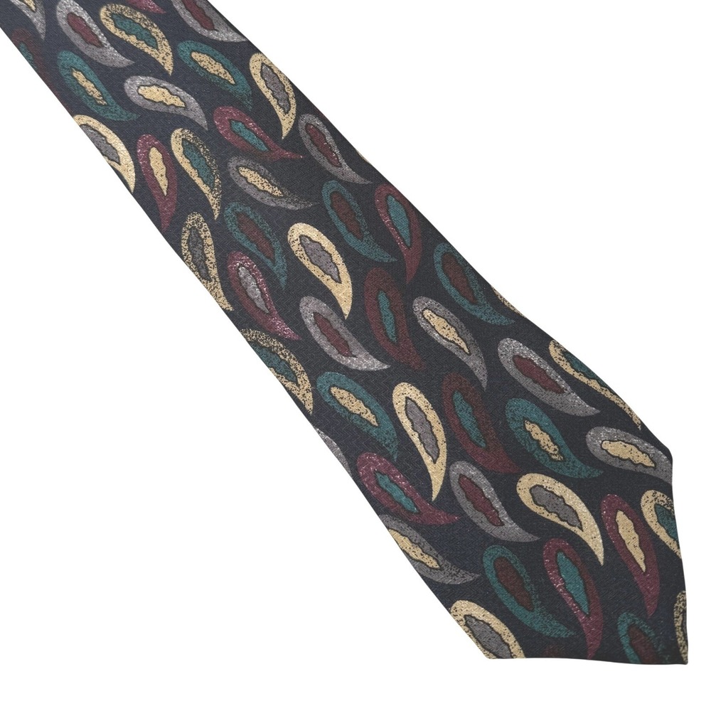 Robert Talbott Studio Parisian Silk Tie Navy Blue Paisley Abstract Hand Sewn USA